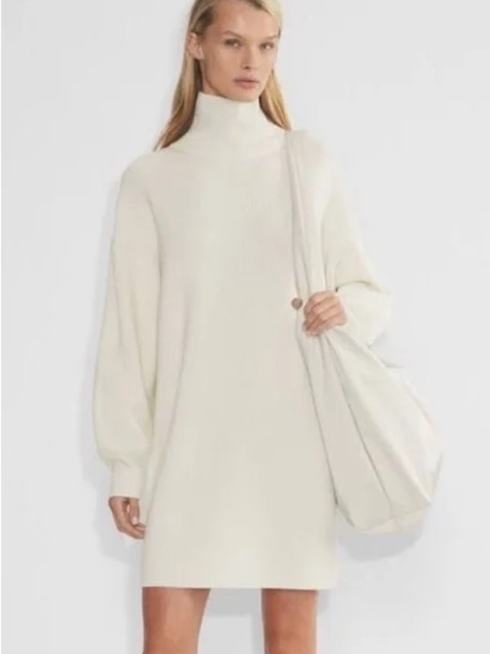 Aritzia Cream Turtleneck Mini Dress